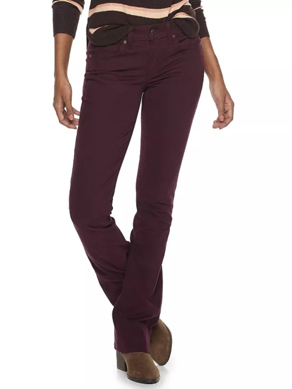 Women's Sonoma Goods For Life Midrise Sateen Bootcut Jeans - Dark Berry - 8Short